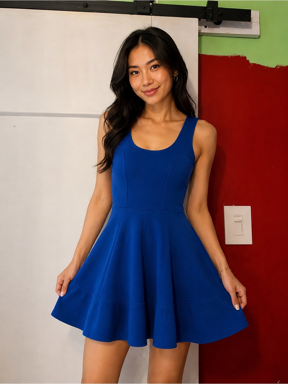 Lulu's Vibrant Royal Blue Scoop Neck Fit & Flare Mini Dress